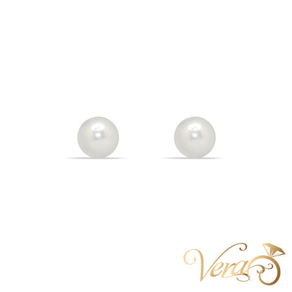 14K Yellow Gold Pearl Stud Earrings, 4mm