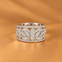 18K WG Diamond Band Ring 0.20 ct NAT Floral, Size 5.5, 7.8g