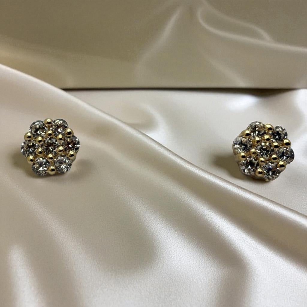 14K YG Hexagon Cubic Zirconia Earrings