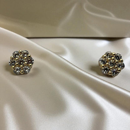 14K YG Hexagon Cubic Zirconia Earrings