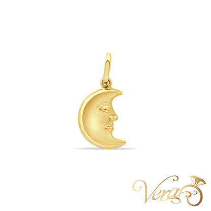 18K Yellow Gold Moon Pendant – 23mm