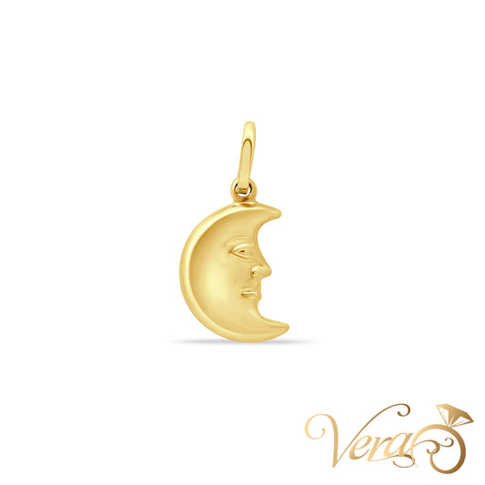 18K Yellow Gold Moon Pendant – 23mm