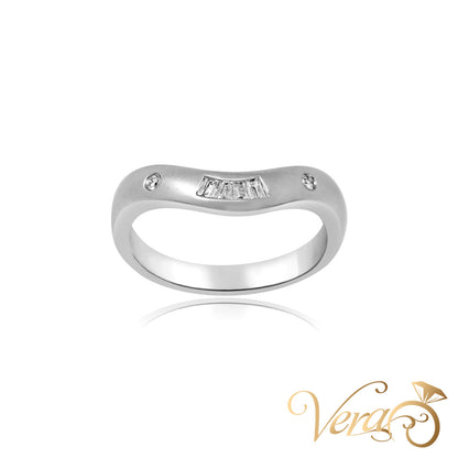 14K WG Band Ring 0.06 ct NAT, Size 7, 2.1g