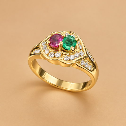 14K YG 4.7g 0.25 ct NAT & Rubi Ring 6.75 sz Women