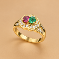 14K YG 4.7g 0.25 ct NAT & Rubi Ring 6.75 sz Women