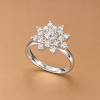 14K WG Women’s Ring 1.00 ct NAT Floral, Size 5, 3.3g