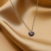 14K Yellow Gold Round Charm Cubic Zirconia Necklace 17