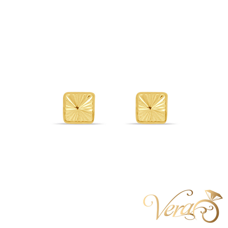 14K Yellow Gold Square Earrings, 5mm
