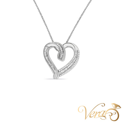 10K White Gold Heart Pendant with Franco Chain & 0.50ct Diamond – 21"