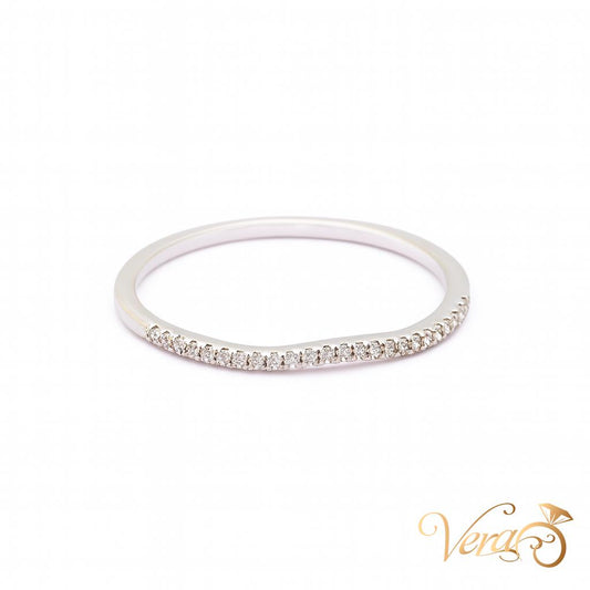 14K White Gold Diamond Band Ring with 0.15 ct Natural Diamonds, Size 7, 1.1g - Vera Jewelry in Miami