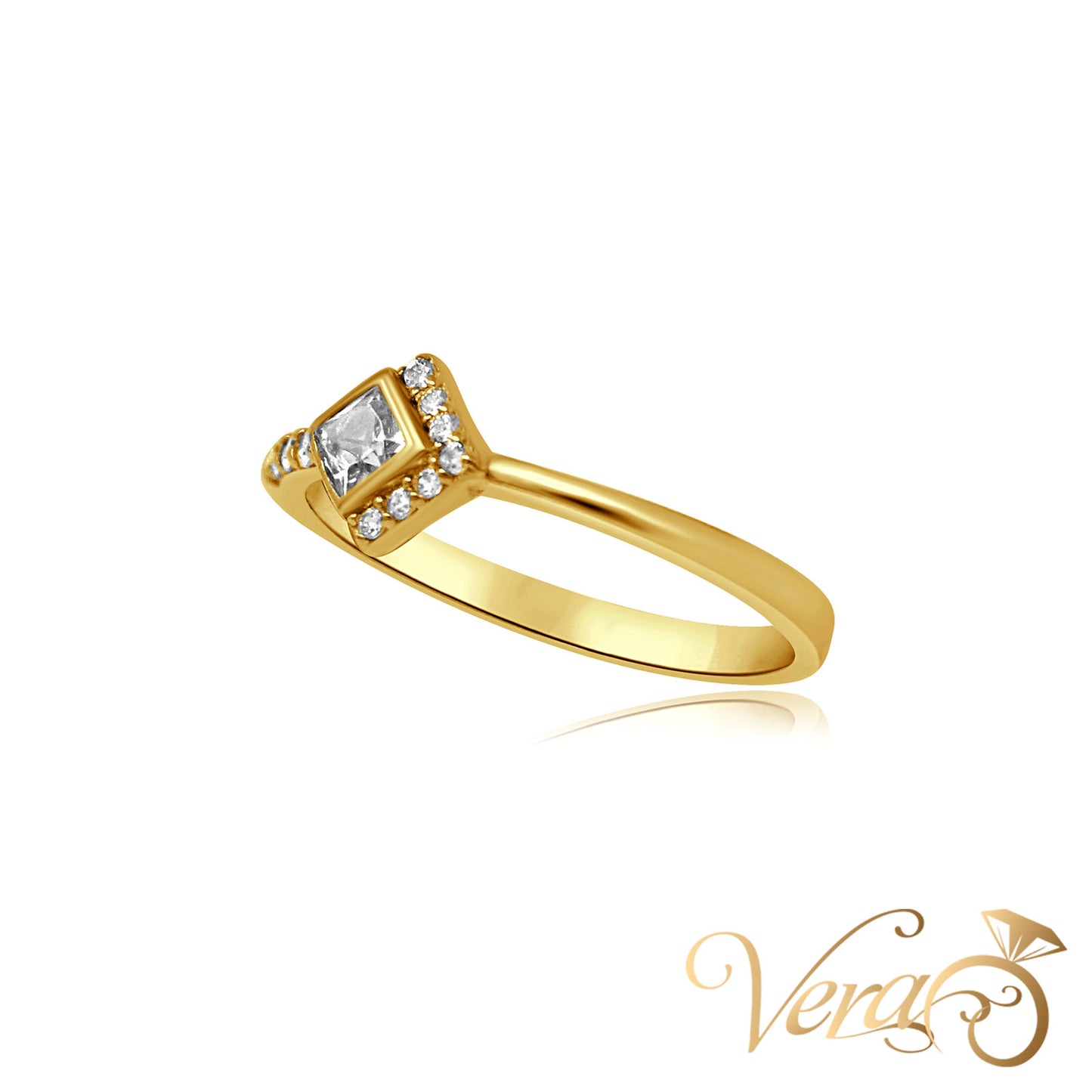 10K YG Women Ring CZ, Size 7.5, 1.1g