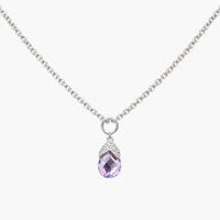 14K WG 1.9g Amatista Chain and Pendant 16