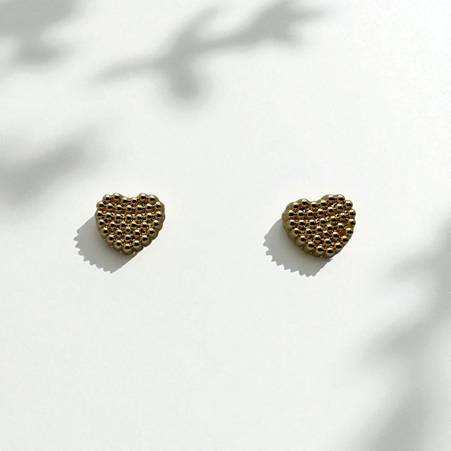 14K YG Heart Beaded Earrings
