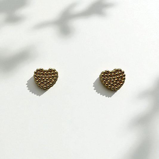 14K YG Heart Beaded Earrings