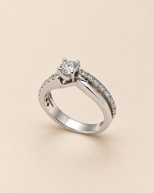 14K WG Engagement Ring 1.00 ct NAT, Size 6, 4.3g