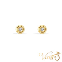 14K Yellow Gold Stud Earrings with Natural Diamond, 6mm, 0.10 ct