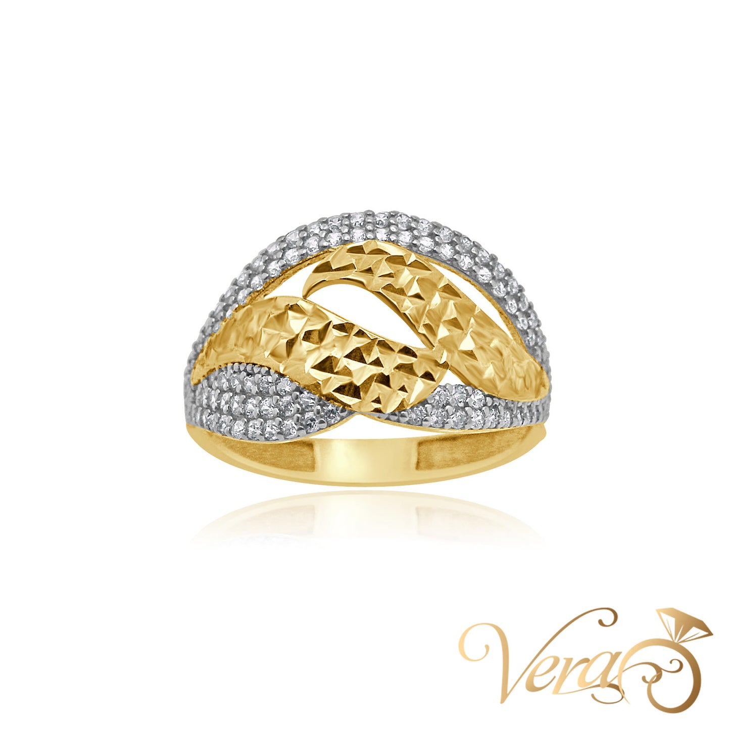 10K YG Women Ring CZ, Size 6, 1.9g