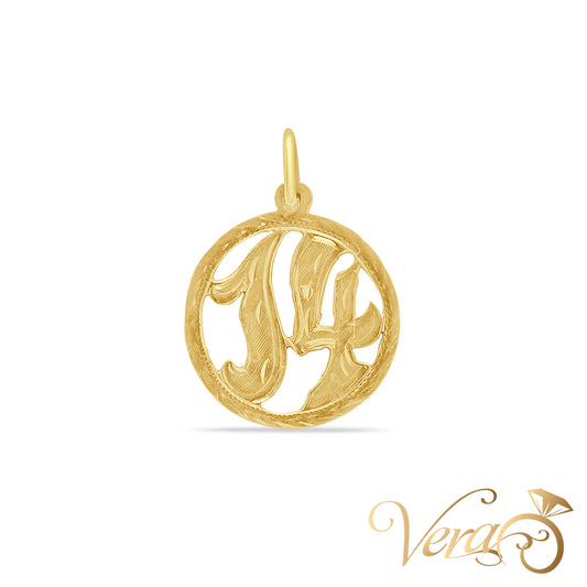 10K Yellow Gold “#14” Medal Pendant – 31mm