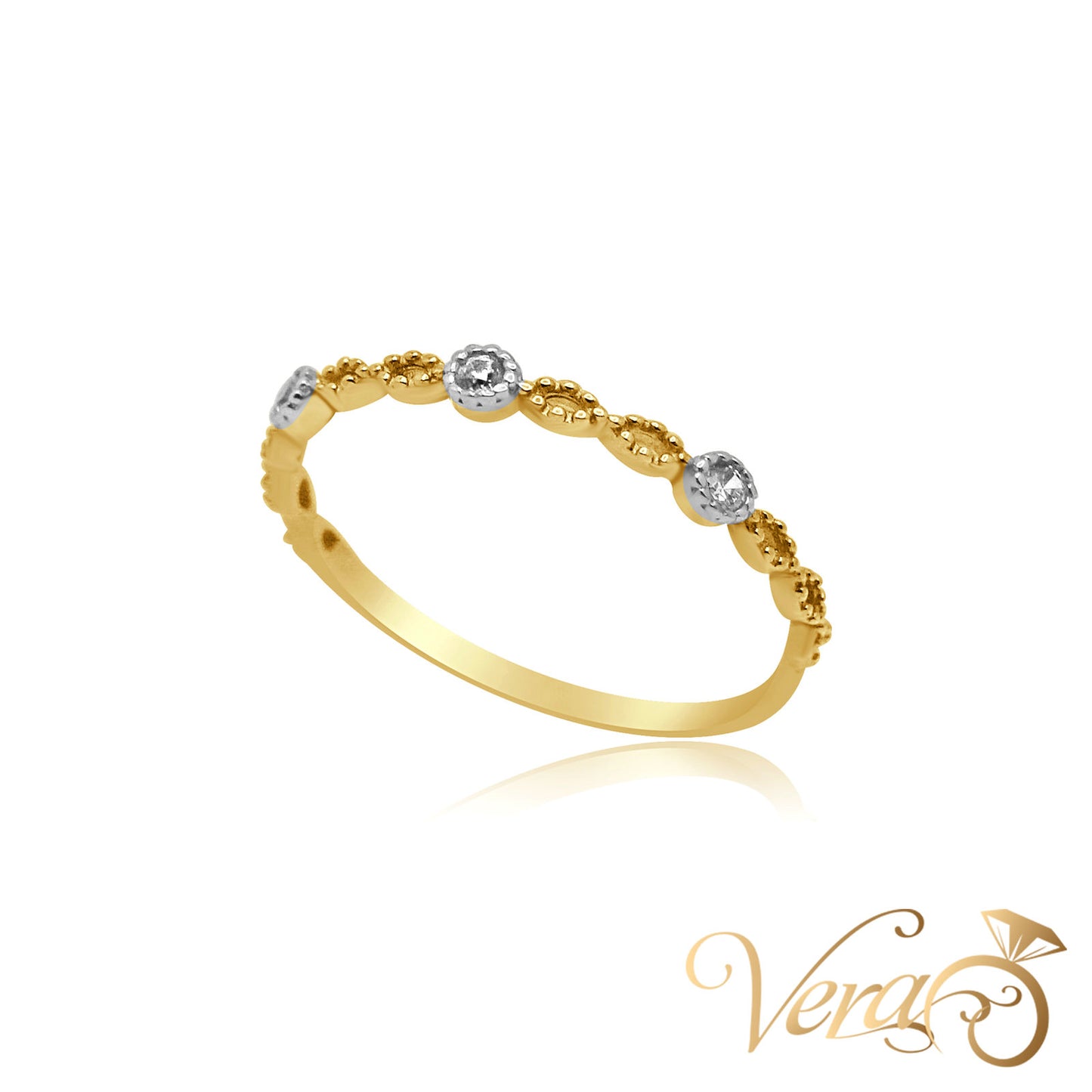 14K YG Women Ring CZ, Size 6.75, 0.7g