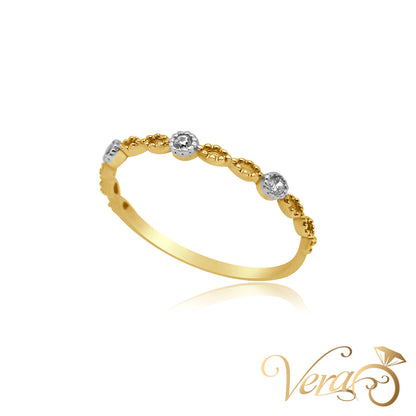 14K Yellow Gold Women Ring Cubic Zirconia, Size 6.75, 0.7g