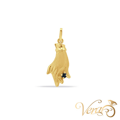 18K Yellow Gold Hand Pendant with Sapphire