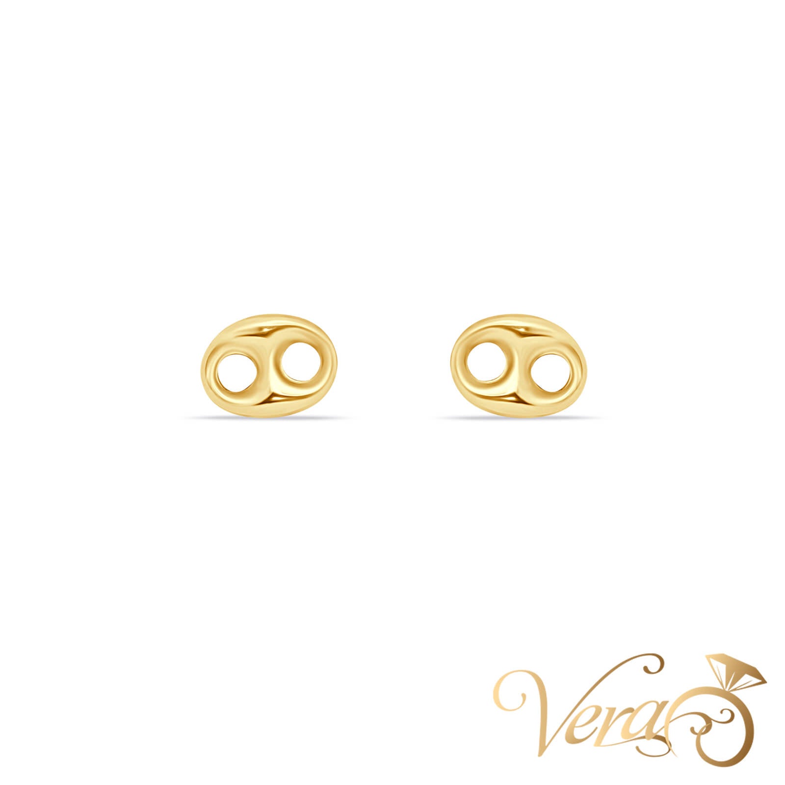 14K Yellow Gold Stud Earrings, 8mm - Vera Jewelry in Miami
