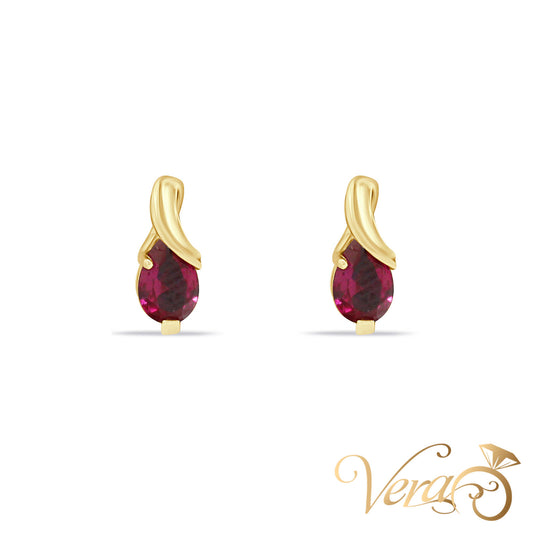 14K Yellow Gold Ruby Stud Earrings, 10mm, 1.4g