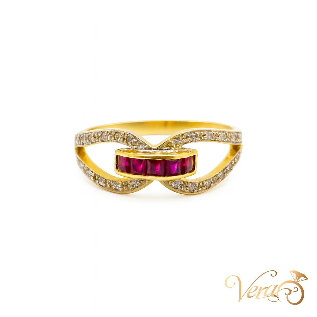 14K Yellow Gold Vintage State Ring with 0.45 ct Natural Diamonds, Size 6, 2.22g - Vera Jewelry in Miami