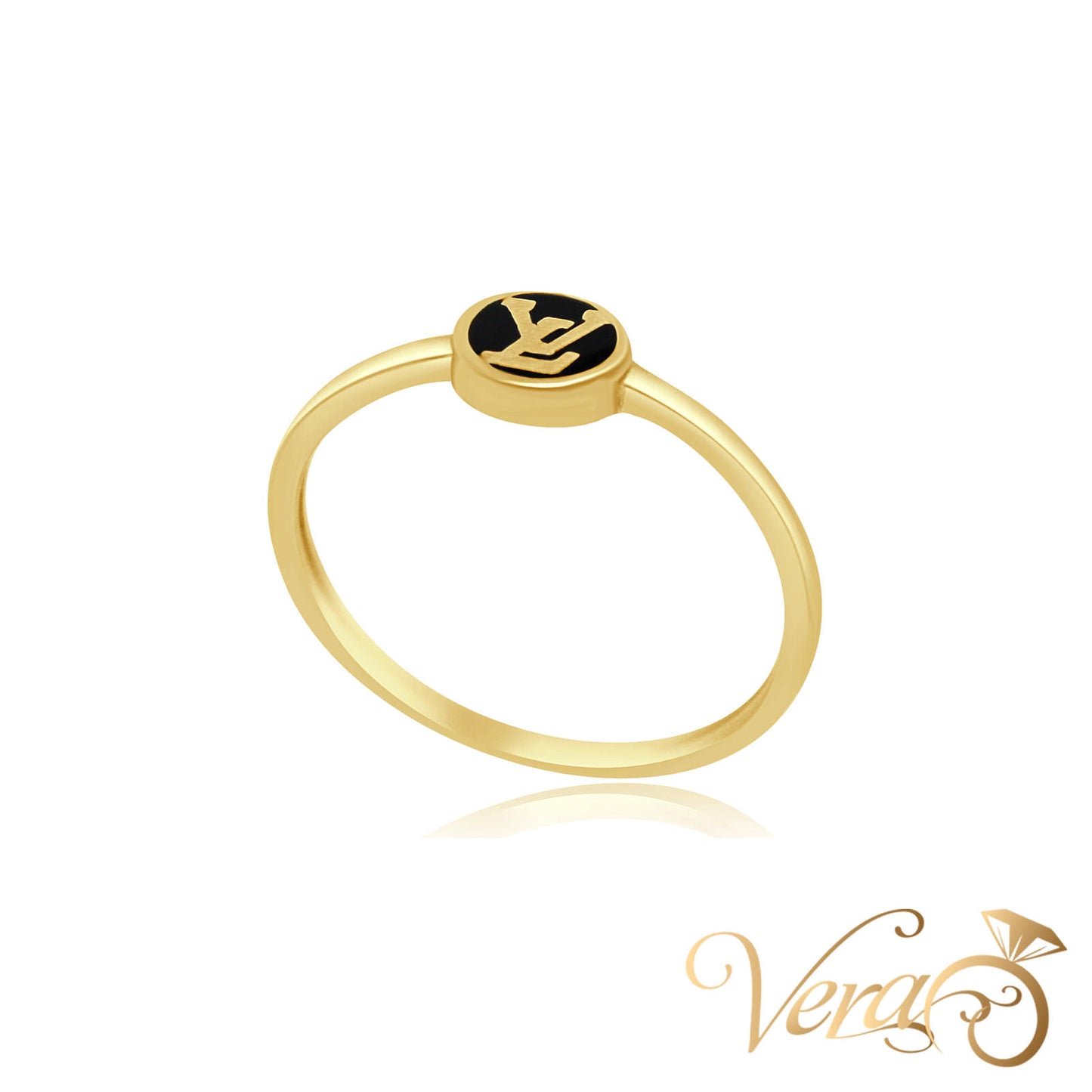 14K YG Women Ring Enamel, Size 7, 1.0g