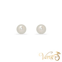 14K Yellow Gold Pearl Stud Earrings, 6mm, 0.93g