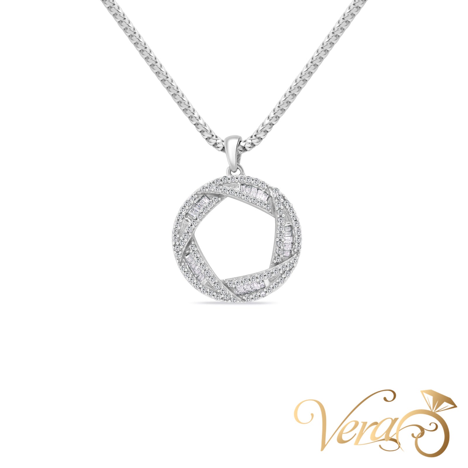 10K White Gold Diamond Pendant  1.00ct  29mm - Vera Jewelry in Miami