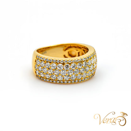 14K Yellow Gold Round Ring with 3.00 ct Natural Diamonds, Size 8.5, 7.0g
