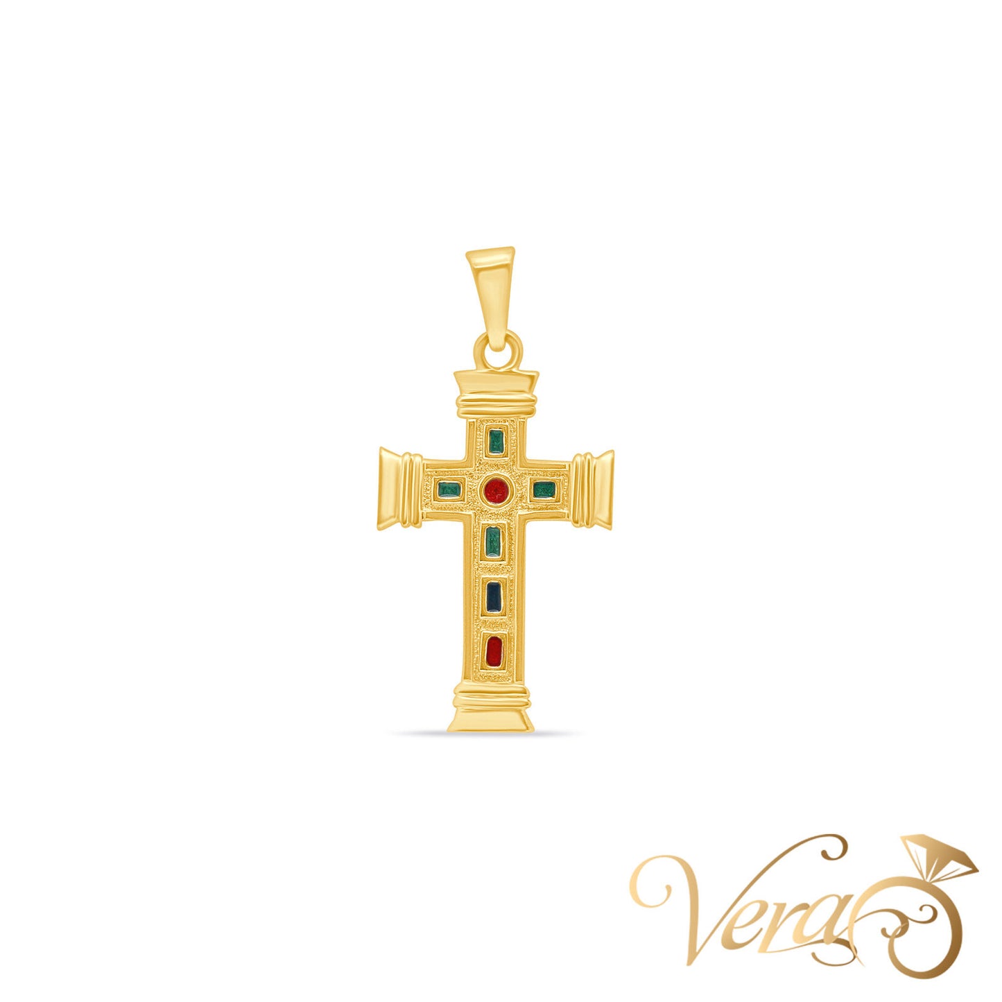 14K Yellow Gold Crucifix Pendant - Vera Jewelry in Miami