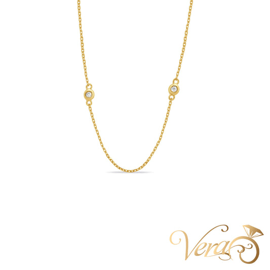 14K Yellow Gold Diamond Chain with 0.10 ct Natural Diamond – 15", 1.56g