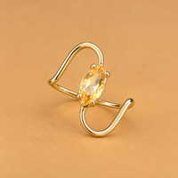 14K YG Women Ring LAB Citrine, Size 6.5, 1.3g
