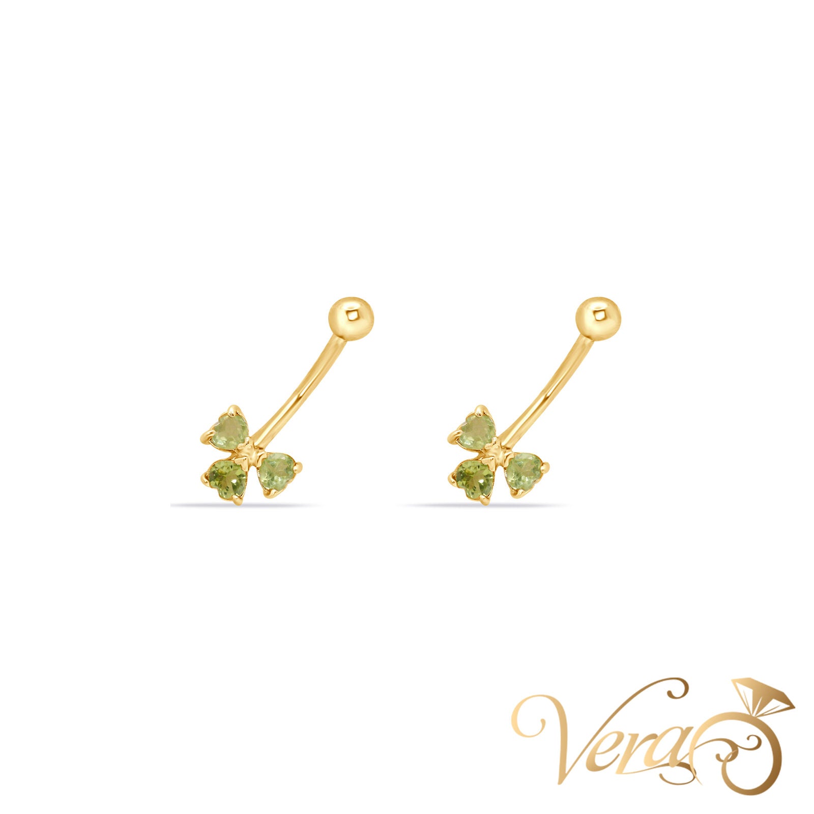 14K Yellow Gold Belly Button Piercing with CZ - Vera Jewelry in Miami