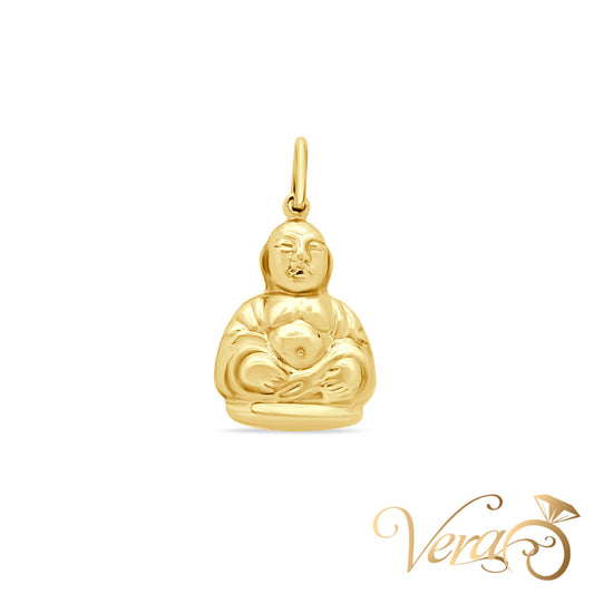 14K Yellow Gold Buddha Pendant  30mm - Vera Jewelry in Miami
