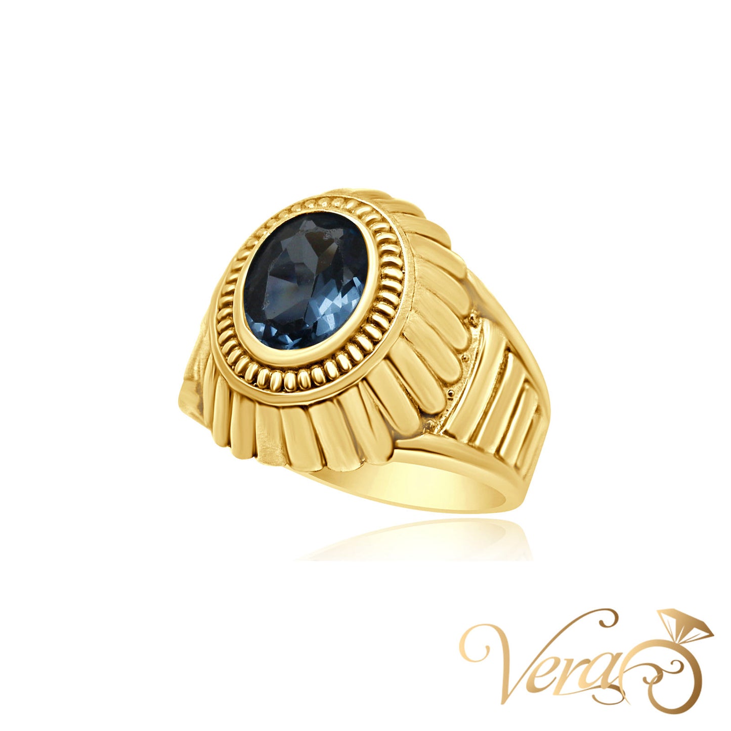 10K Yellow Gold Men’s Ring with CZ, Size 7.5, 3.9g