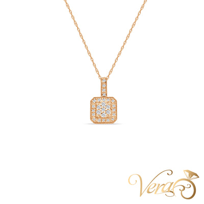 10K Rose Gold Diamond Pendant Necklace with 0.15 ct Natural Diamond – 18"
