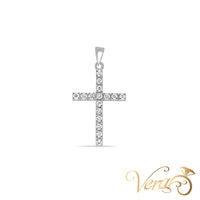 14K White Gold Crucifix Pendant with 0.80 ct Diamonds – 38mm