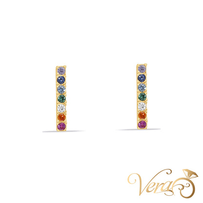 14K Yellow Gold Ear Piercing with Colorful Cubic Zirconia