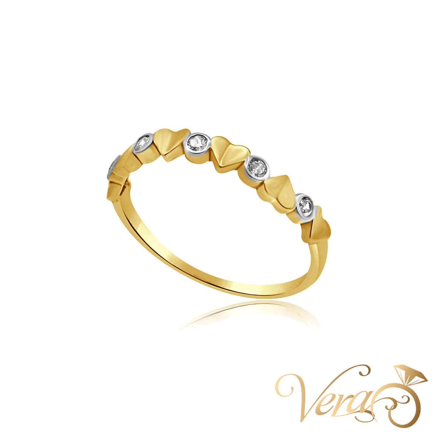 14K YG Heart Ring CZ, Size 6.75, 1.1g