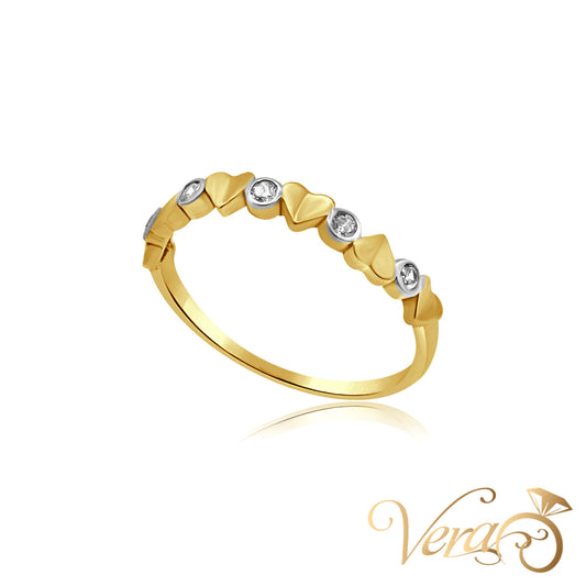 14K YG Heart Ring CZ, Size 6.75, 1.1g - Vera Jewelry in Miami