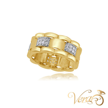 14K Yellow Gold Men’s Watch Band Style Ring with CZ, Size 9, 4.7g