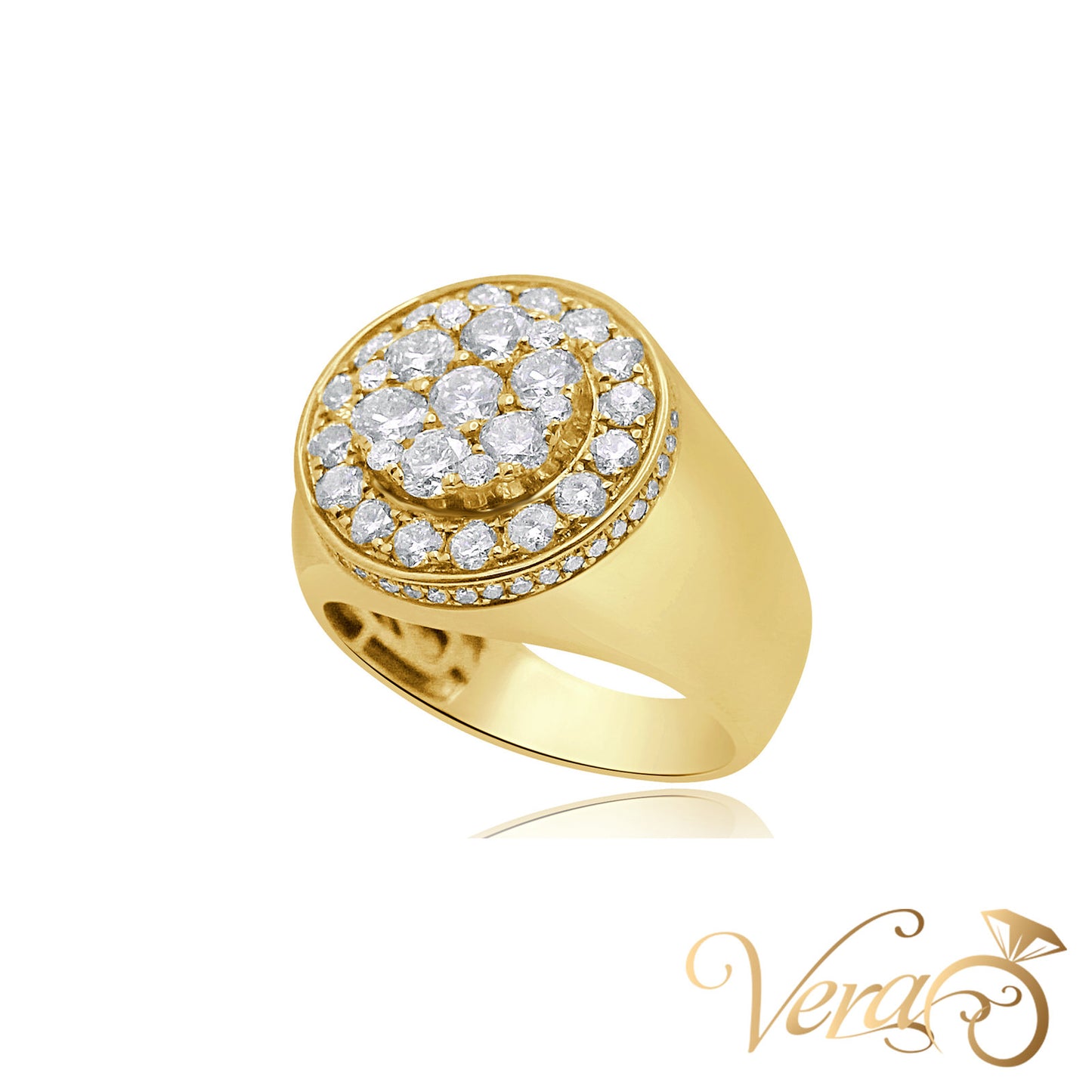 14K Yellow Gold Men’s Ring with 2.70 ct Natural Diamond, Size 10