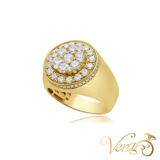 14K Yellow Gold Men’s Ring with 2.70 ct Natural Diamond, Size 10 - Vera Jewelry in Miami