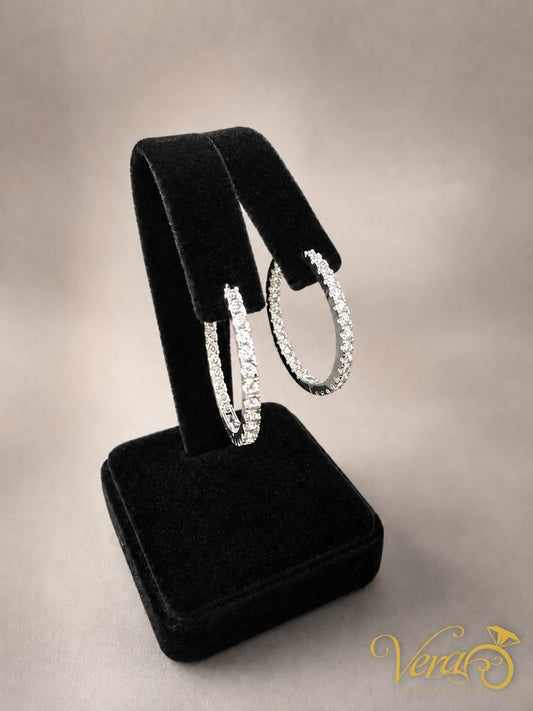 925 Silver CZ Hoop Earrings, 6.2g