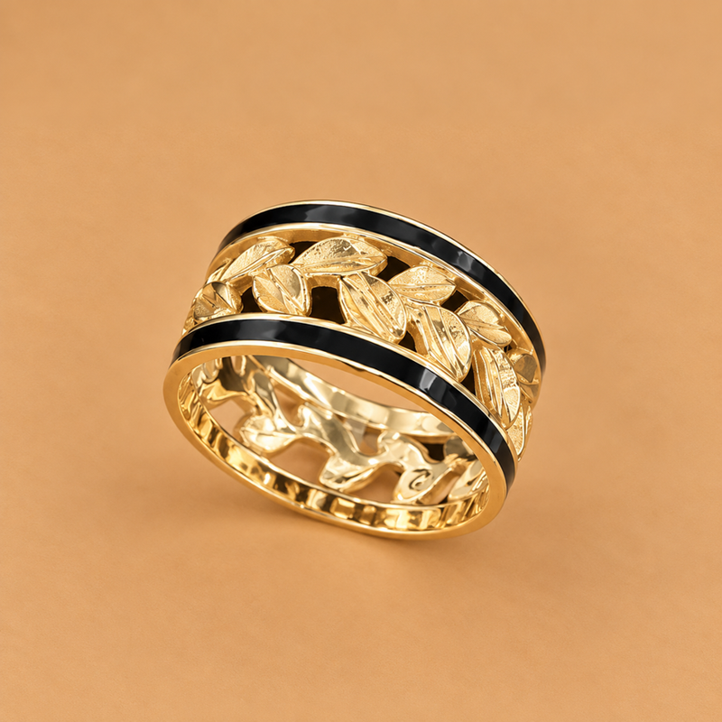 14K YG Floral Band Ring, Size 6.5, 4.4g