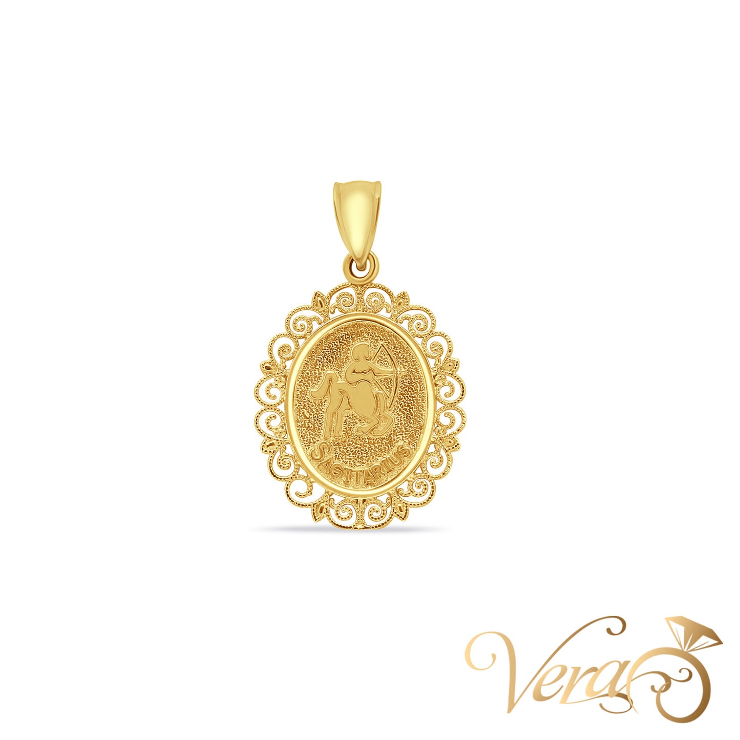14K Yellow Gold Sagittarius Medal Pendant