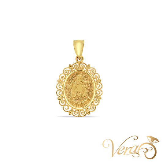 14K Yellow Gold Sagittarius Medal Pendant